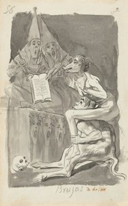 Brujas à volar (Bruxas se preparando para voar) [verso] de Francisco de Goya