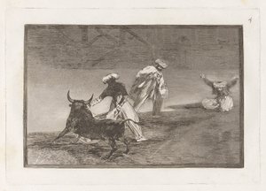 Capean otro encerrado (Eles jogam outro com a capa no recinto), Placa 4 de La tauromaquia de Francisco de Goya
