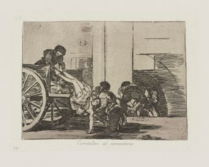 Carretadas al cementerio. (Carretadas al Cemetery.), pl. 64 da série Los desastres de la guerra (Os Desastres da Guerra) de Francisco de Goya