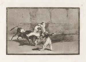 Cogida de un moro permanecer en la plaza (A Moor Caught by the Bull in the Ring), Placa 8 de La tauromaquia de Francisco de Goya