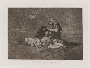 De qu? sirve una taza? (Qual é a utilidade de uma taça?), Placa 59 de Los desastres de la guerra (Os Desastres da Guerra) de Francisco de Goya