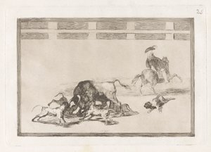 Echan perros al toro (Eles soltam cães no touro), Placa 25 de La tauromaquia de Francisco de Goya