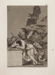 El sueno de la razon produz monstruos. (O sono da razão produz monstruos.), pl. 43 da série Los caprichos de Francisco de Goya