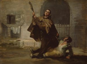 Frei Pedro bate El Maragato com a coronha da arma, c. 1806. de Francisco de Goya