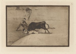 La desgraciada muerte de Pepe Illo en la plaza de Madrid (A Morte infeliz de Pepe Illo no Anel em Madrid), Placa 33 de La tauromaquia (Tourada) de Francisco de Goya