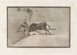 A azarada morte de Pepe Illo no Anel de Madri (A azarada morte de Pepe Illo no Anel de Madri), Placa 33 de La tauromaquia de Francisco de Goya