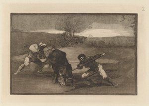 Outra maneira de caçar? pé (Outro modo de caçar a pé), Placa 2 de La tauromaquia de Francisco de Goya