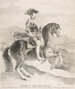 Filipe IV a cavalo, depois de Velázquez, 1778. de Francisco de Goya