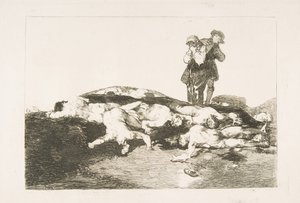 Ilustração18 dos Desastres da Guerra Los Desastres de la Guerra: Enterre-os e mantenha-se qui ..., 1810. de Francisco de Goya