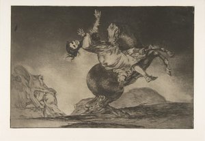Ilustração 10 dos Disparates: O sequestrador de cavalos, ca. 1816-23 publicado em 1864. de Francisco de Goya