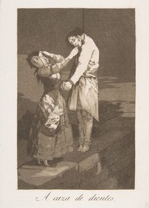 Ilustração 12 de Los Caprichos: Caçando dentes A caza de dientes., 1799. de Francisco de Goya