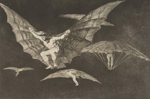 Ilustração 13 dos Disparates: A Way of Flying, ca. 1816-23 publicado em 1864. de Francisco de Goya