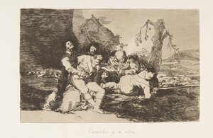 Ilustração 20 dos Desastres de Guerra Los Desastres de la Guerra: Get t ..., 1810 publicado 1863. de Francisco de Goya