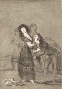 Ilustração 27 de Los Caprichos: Qual deles é o mais vencido Quien mas rendido, 1799. de Francisco de Goya