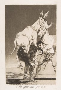 Ilustração 42 de Los Caprichos: Tu que não podes Tu que não podes., 1799. de Francisco de Goya