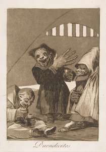 Ilustração 49 de Los Caprichos: Hobgoblins Duendecitos., 1799. de Francisco de Goya