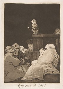 Ilustração 53 de Los Caprichos: Que bico de ouro! Que pico de ouro!, 1799. de Francisco de Goya
