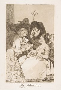 Ilustração 57 de Los Caprichos: The filiation La filiacion., 1799. de Francisco de Goya