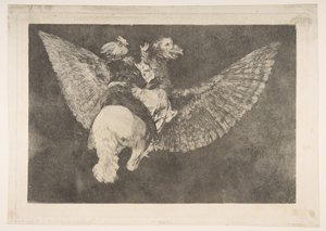 Ilustração 5 dos Disparates: Flying Folly, ca. 1816-23 impressão privada ca.1854. de Francisco de Goya