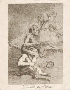 Ilustração 70 de Los Caprichos: Profissão devota Profissão Devota., 1799. de Francisco de Goya