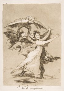 Ilustração 72, de Los Caprichos: Você não escapará de No te escaparàs., 1799. de Francisco de Goya
