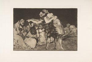 Ilustração 7 dos Disparates: Disorderly Folly, ca. 1816-23 publicado em 1864. de Francisco de Goya