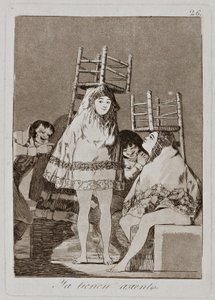 Eles já têm uma placa de assento 26 da série &39;Los Caprichos&39; (Os Caprichos) de Francisco de Goya