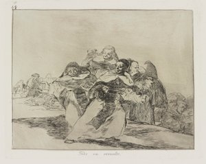 Todo va revuelto. (Tudo é Topsy-Turvy.), pl. 42 da série Los desastres de la guerra (The Disasters of War) de Francisco de Goya