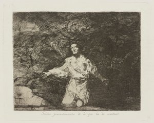 Tristes presentimientos de lo que ha de acontecer. (Sad Forebodings of What Is Going To Happen.), pl. 1 da série Los desastres de la guerra (The Disasters of War) de Francisco de Goya