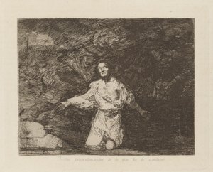 Tristes presentimientos de lo que ha de acontecer (Tristes Forebodings of What Is Going to Happen), pl. 1 da série Los desastres de la guerra (Os Desastres da Guerra) de Francisco de Goya