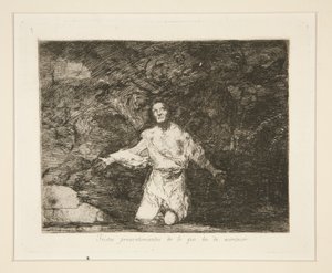 Tristes presentimientos de lo que ha de acontecer (Tristes Forebodings of What is Going to Happen), pl. 1 de Los desastres de la guerra (Os Desastres da Guerra) de Francisco de Goya