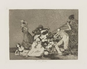 Y filho feiras. (E Eles São Como Bestas Selvagens.), pl. 5 da série Los desastres de la guerra (Os Desastres da Guerra) de Francisco de Goya