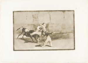 Um mouro capturado pelo touro no ringue, placa 8 de The Art of Bullfighting de Francisco Jose de Goya y Lucientes