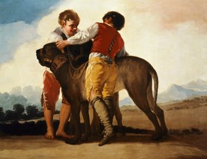 Rapazes com mastim, c.1786 (óleo sobre tela) de Francisco Jose de Goya y Lucientes