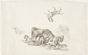 Touro atacado por cães de Francisco Jose de Goya y Lucientes