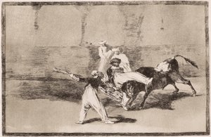 Tourada: Um mouro recebe um golpe de buzina na arena. de Francisco de Goya