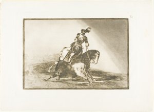 Carlos V lançando um touro no ringue em Valladolid, placa dez de The Art of Bullfighting de Francisco Jose de Goya y Lucientes