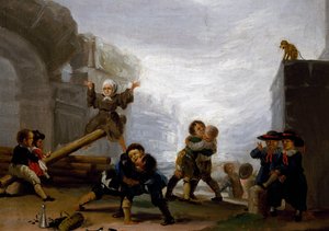 Crianças lutando e brincando em uma serra