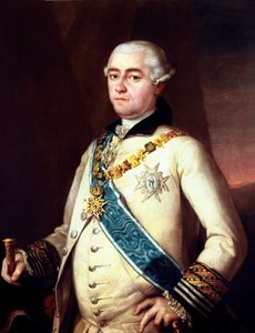 GOYA Y LUCIENTES, Francisco de (1746-1828); ALCANTARA LOPEZ DE ZUNIGA, Pedro (século XVIII). 14º Conde de Miranda del Castanar e 10º Duque de Penaranda. Obra anteriormente atribuída, como diz a inscrição da moldura, a Francisco de Goya. Sobre o cabo de our de Francisco Jose de Goya y Lucientes