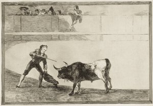 GOYA Y LUCIENTES, Francisco de (1746-1828). Pedro Romero a matar o touro parado. 1816. (25,1 x 35,9 cm). ROMERO, Pedro (1754-1839). Tauleiro espanhol. Prato 30 de "A Arte da Tauromaquia". Gravura. ESPANHA. MADRID (COMUNIDADE AUTÓNOMA). Madrid. Nacional de Francisco Jose de Goya y Lucientes
