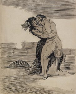 Homem e mulher a abraçarem-se de Francisco Jose de Goya y Lucientes