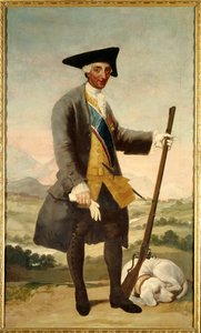 Retrato no pé de Carlos III (1716-1788) como caçador, filho de Filipe V Pintura de Francisco de Goya (1746-1828) óleo sobre tela de Francisco de Goya