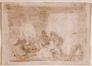 Os Desastres da Guerra : Um homem testemunha do estupro de sua esposa (Desenho de Francisco de Goya