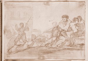 Os Desastres da Guerra : Ele mereceu-o (desenho preparatório de Francisco de Goya