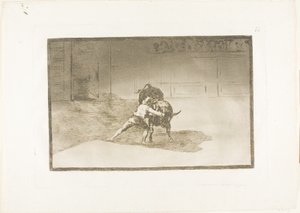 O Famoso Martincho Coloca as Banderillas, Jogando o Touro com o Movimento do Seu Corpo, placa 15 de A Arte da Tourada de Francisco Jose de Goya y Lucientes