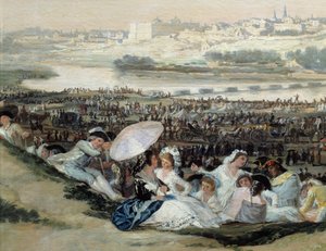 A Pradaria de San Isidro (San Isidro) Vista da Cidade de Madrid desde a Ermida de San Isidoro - Pintura de Francisco De Goya (1746-1828) de Francisco de Goya