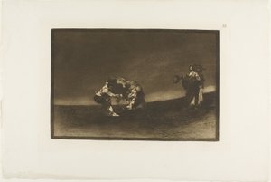 O mesmo homem joga um touro no ringue em Madrid, placa 16 de The Art of Bullfighting de Francisco Jose de Goya y Lucientes