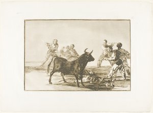 A ralé o touro com lanças, foices, banderillas e outros braços, placa doze de The Art of Bullfighting de Francisco Jose de Goya y Lucientes