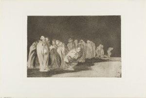 Há algo por detrás do pano de saco, ou seja, não se pode julgar um homem pelas suas roupas, prato oito de Los Proverbios de Francisco Jose de Goya y Lucientes