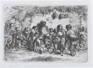 Placa 11: um grupo de pessoas ao ar livre, da série de costumes e passatempos dos espanhóis..., 1850.